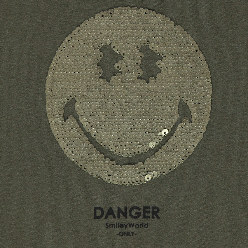 Tee-shirt manches longues en jersey lourd et Smiley en sequins magiques 