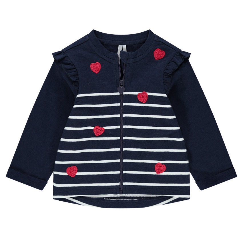 Gilet en molleton à rayures avec coeurs contrastés 