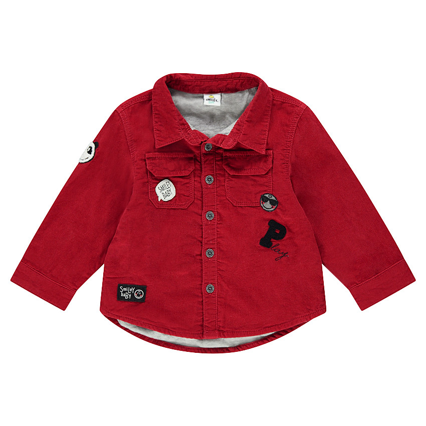 Surchemise en velours côtelé avec badges Smiley et poches  