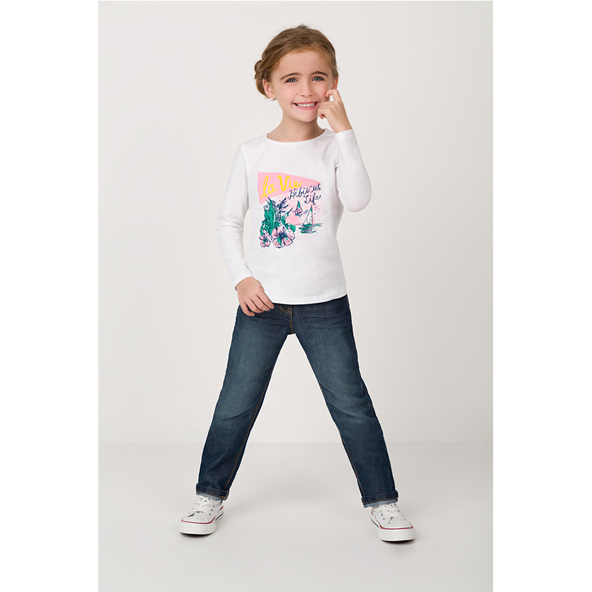 Tee-shirt manches longues print fantaisie pailleté 