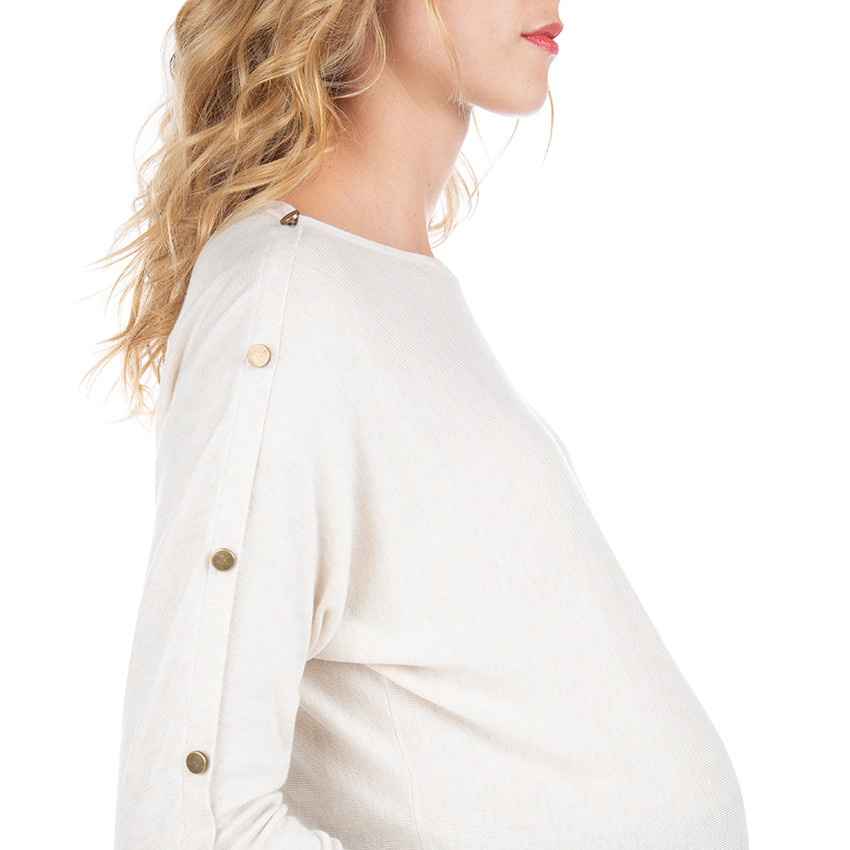 Pull de grossesse en tricot uni avec boutons fantaisie 