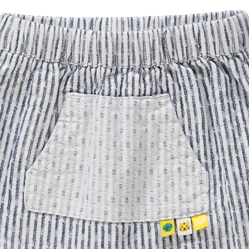 Pantalon à rayures verticales fantaisie et poche kangourou 