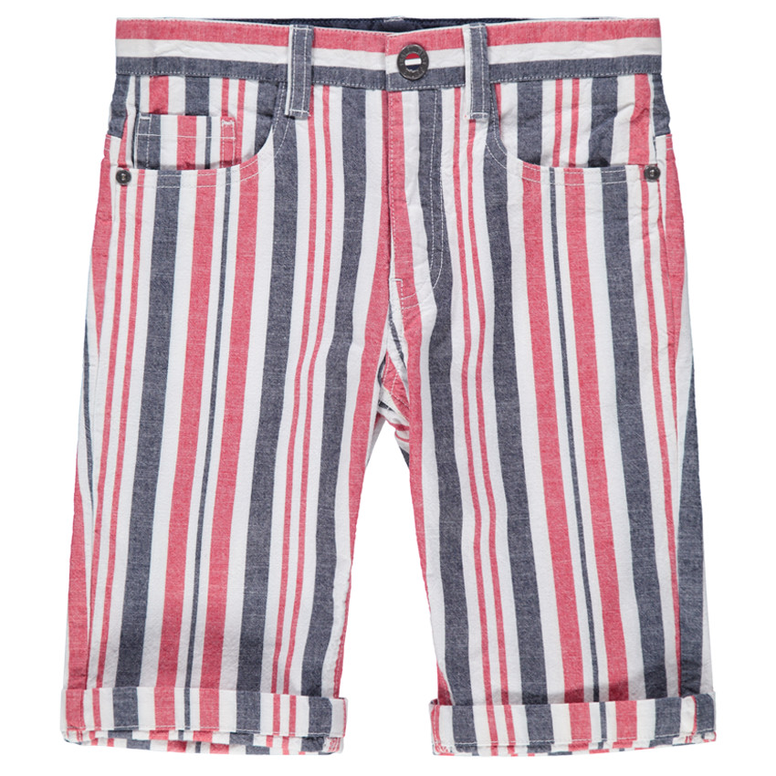 Junior - Bermuda en coton avec rayures contrastées 