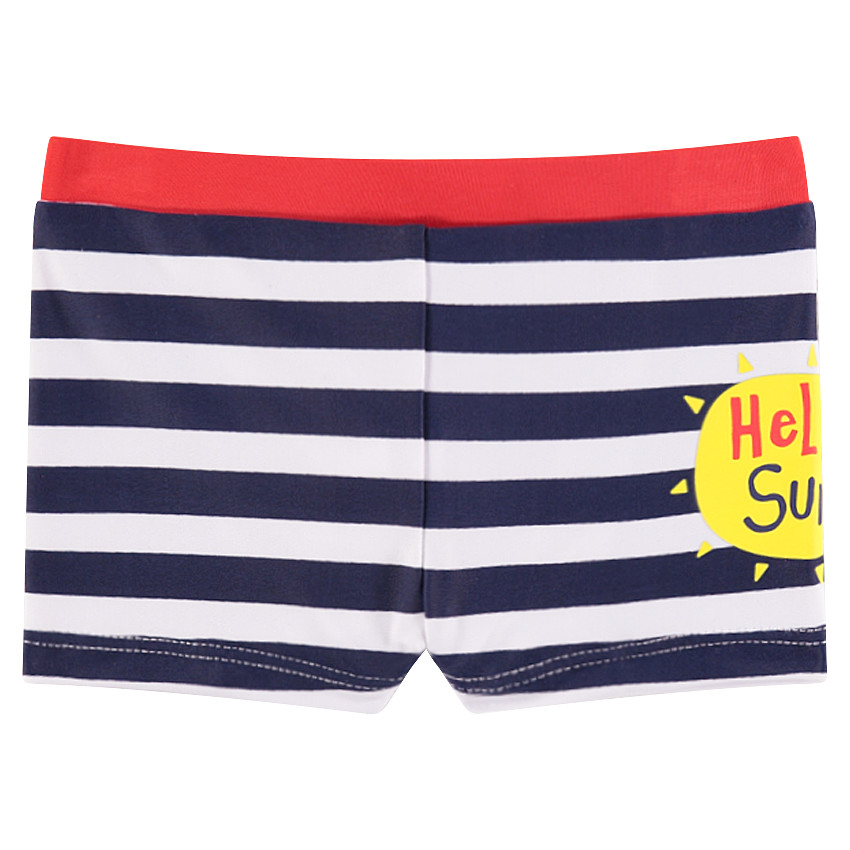 Boxer de bain à rayures et soleil printé 