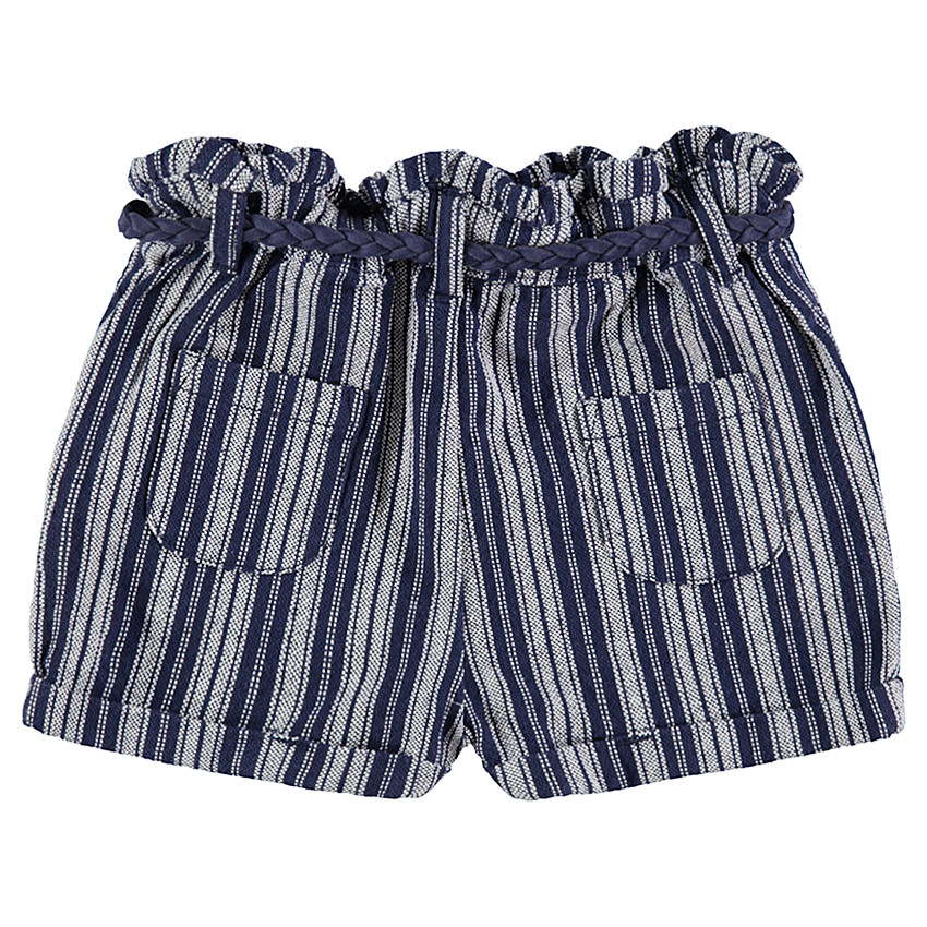 Short avec rayures en jacquard et ceinture tressée amovible 