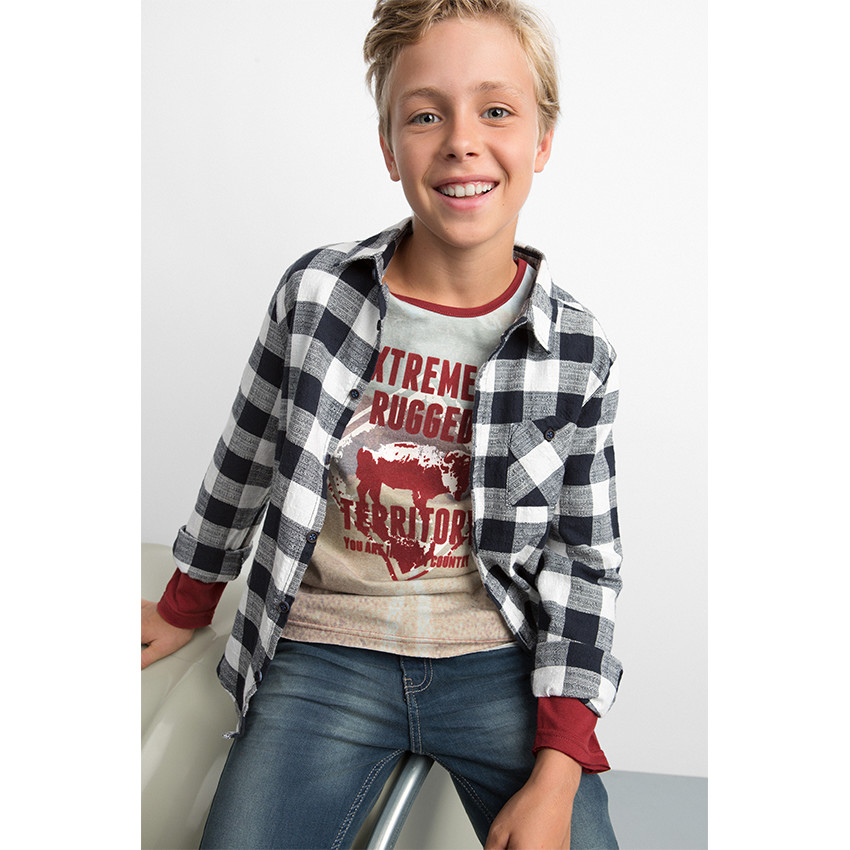 Junior - Chemise manches longues à carreaux 