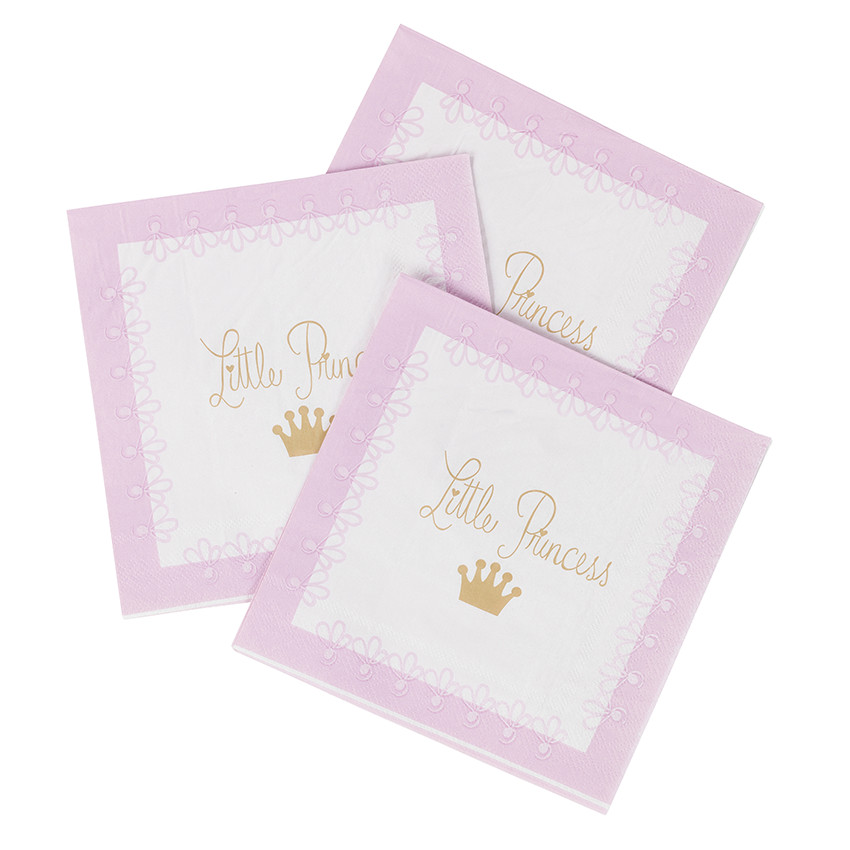 Lot de 20 serviettes anniversaire en papier motif princesse 