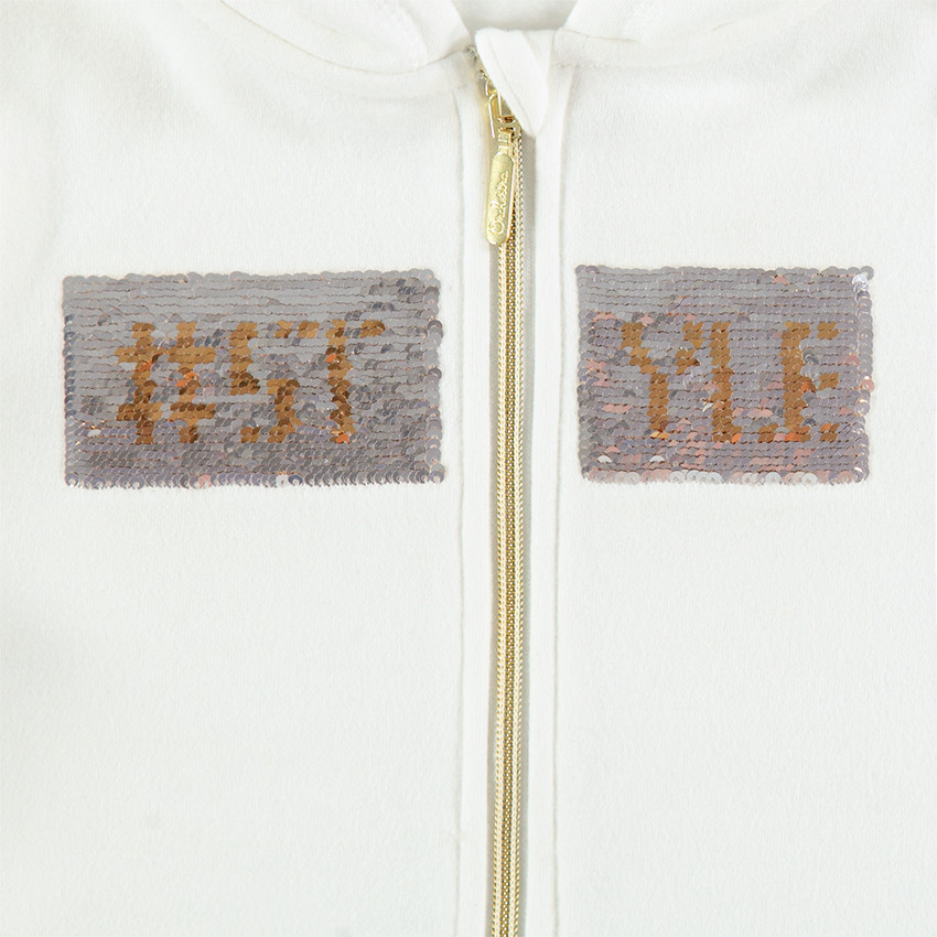 Junior - Gilet en molleton à capuche avec message printé en sequins magiques 