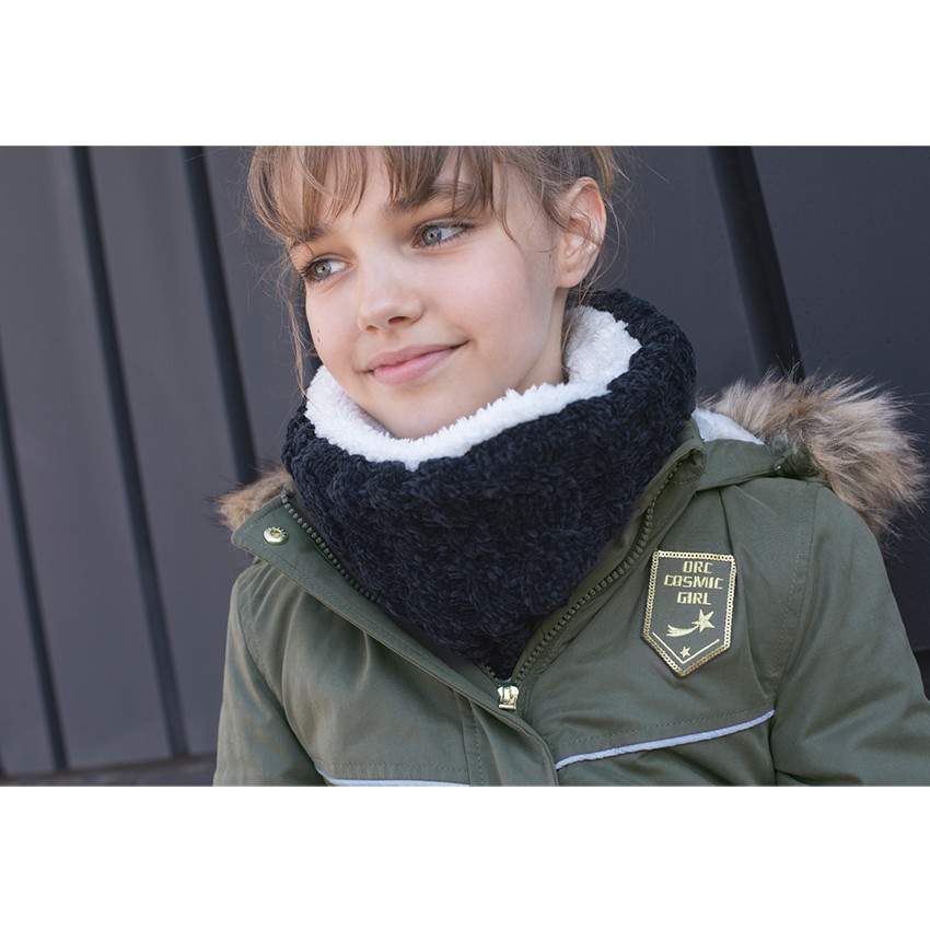 Junior - Parka en twill doublée sherpa avec fausse fourrure amovible 