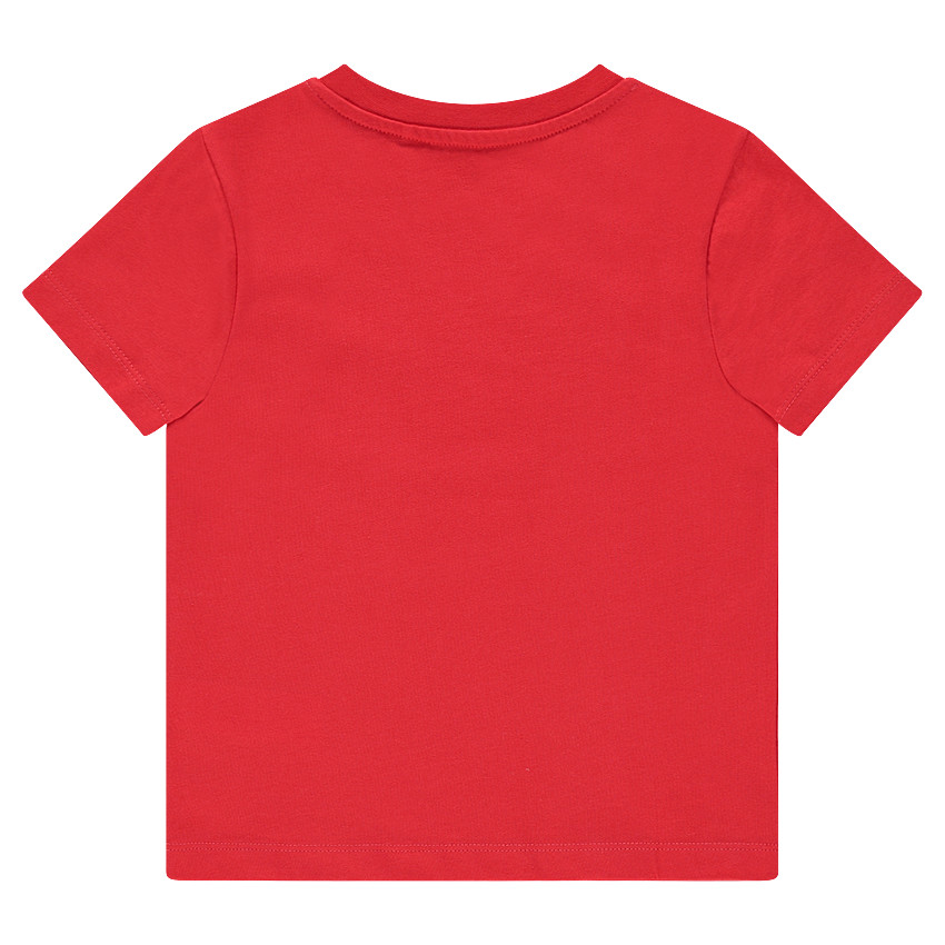 Tee-shirt manches courtes rouge avec dinosaure printé 