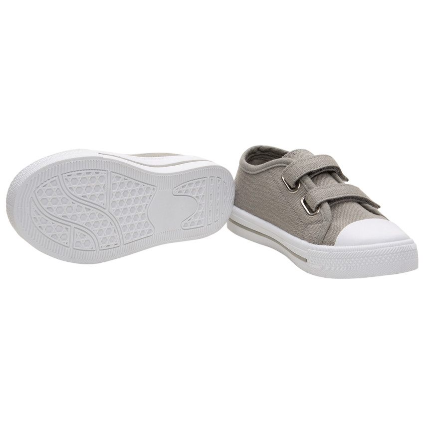 Baskets basses grises en toile à scratchs du 24 au 35 
