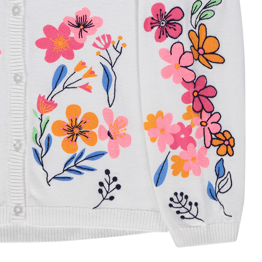 Gilet en tricot avec fleurs printées et détails brodés 