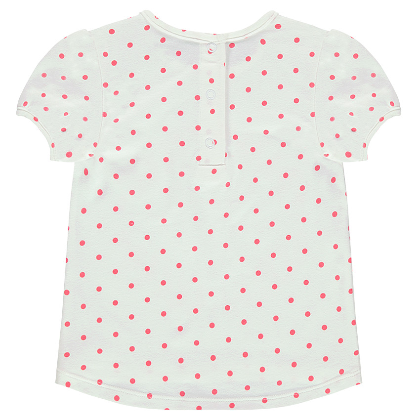 Tee-shirt manches courtes avec pois all-over et motif printé sur le devant 