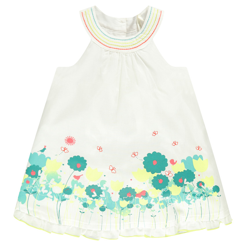 Robe naissance sans manches avec prints fleurs 