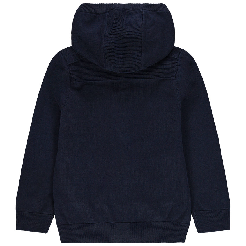 Gilet à capuche en tricot finitions bord-côte garçon 