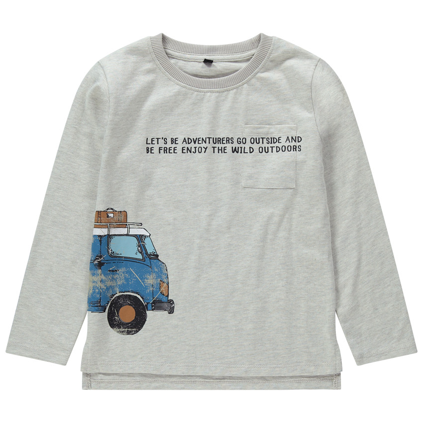 T-shirt manches longues en jersey avec voiture printée effet crinkle 