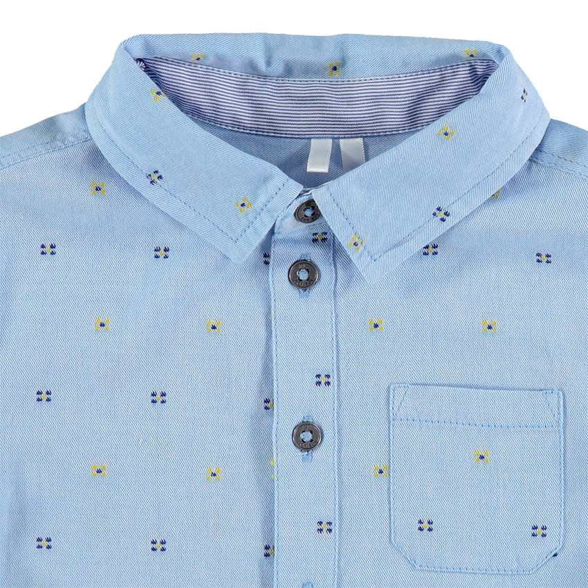 Chemise manches courtes avec petit motif en jacquard all-over 