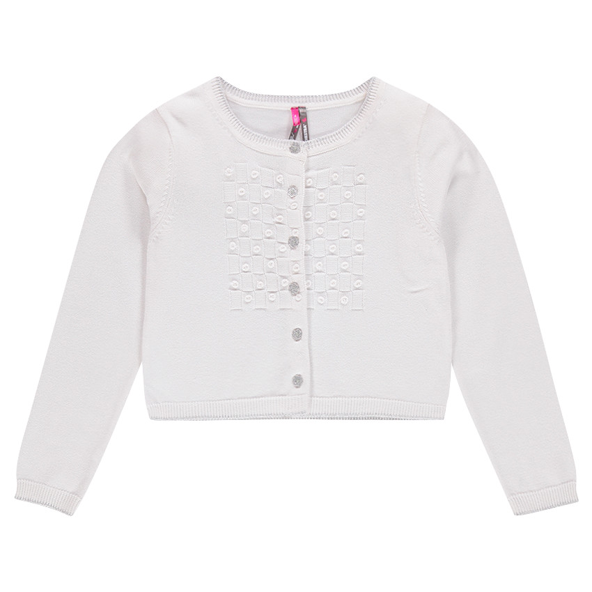 Gilet doux avec maille reliéfée et boutons pailletés 