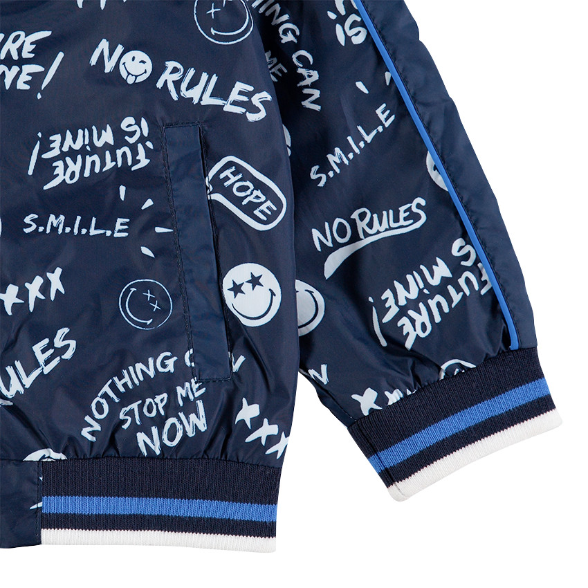 Coupe-vent doublé chambray avec Smiley printé all-over 