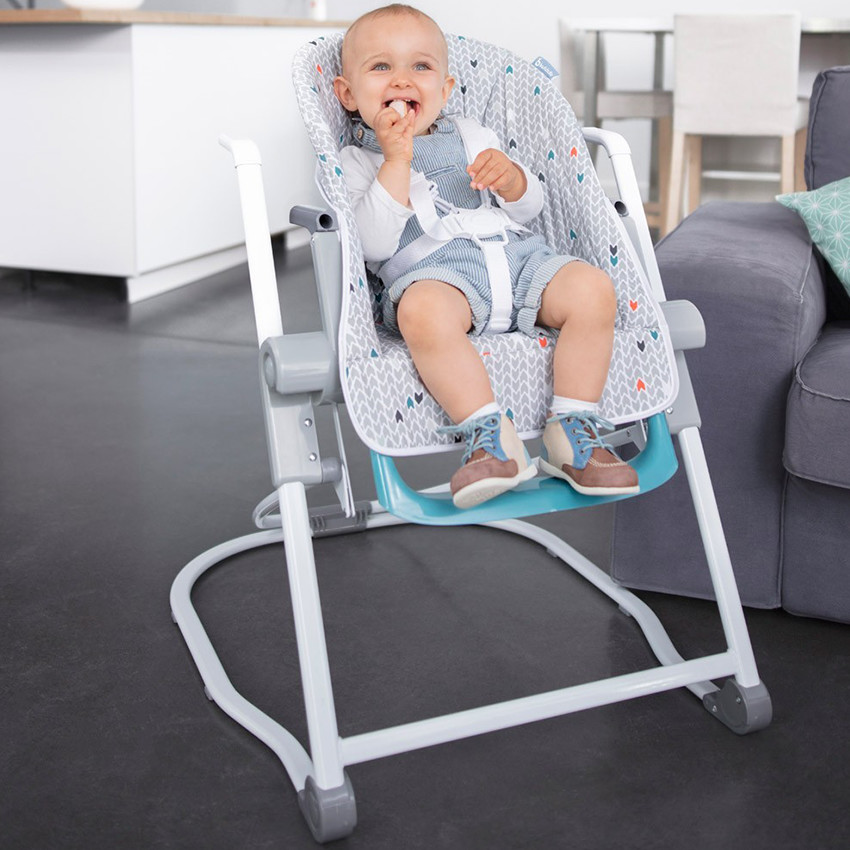 Chaise haute compacte réglable – Chevrons gris 