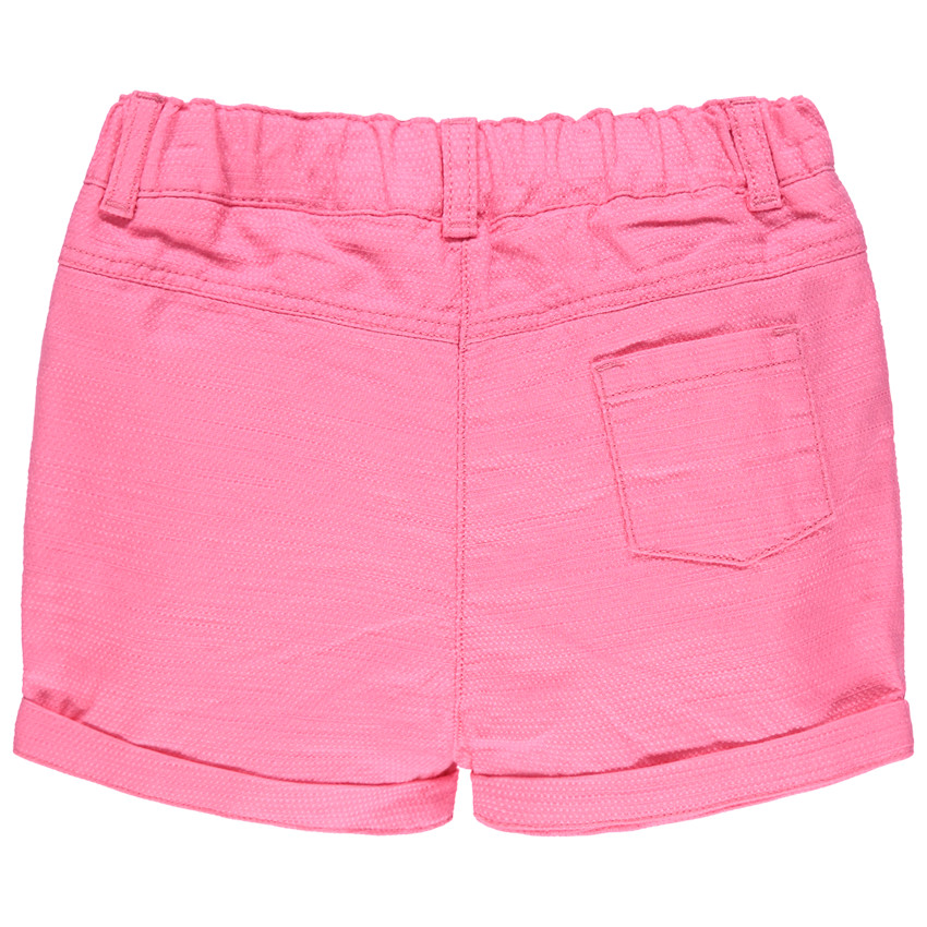 Short rose en maille à poches volantées 