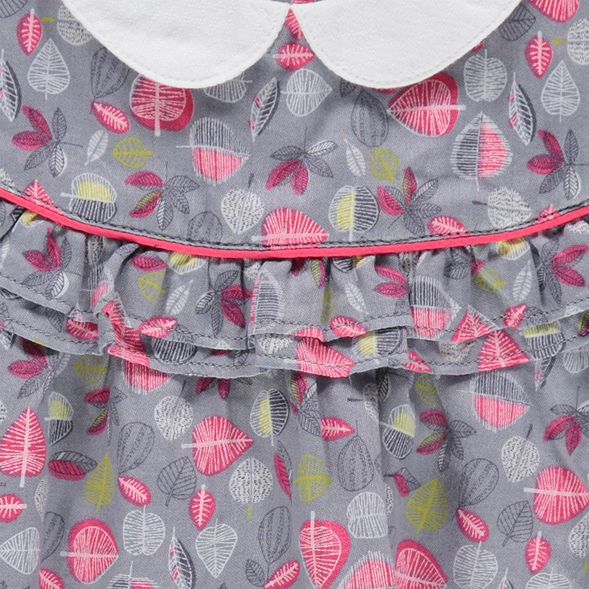 Tunique manches courtes avec col Claudine et feuilles imprimées all-over 