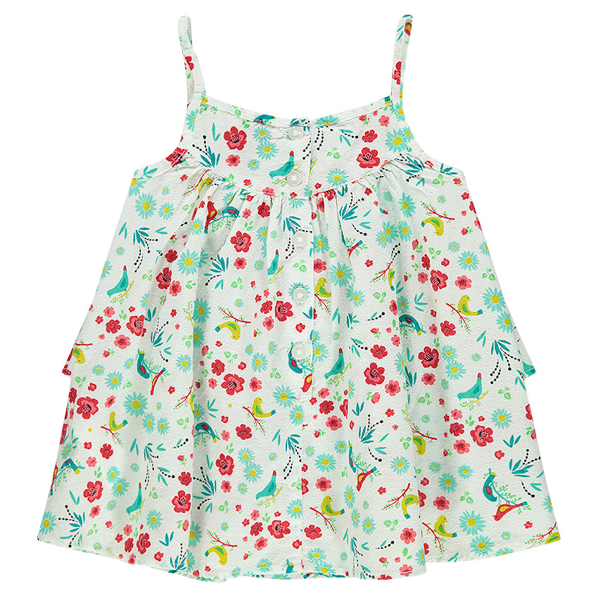 Top volanté avec fleurs imprimées all-over 