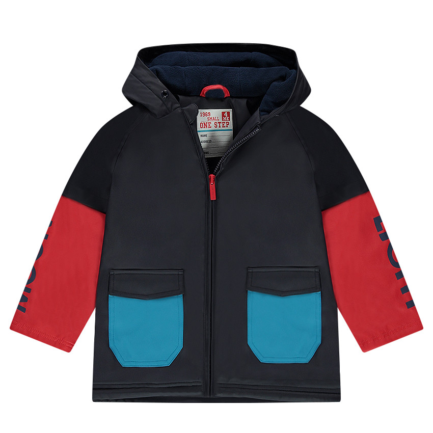 Parka à capuche en gomme effet 2 en 1 avec poches 