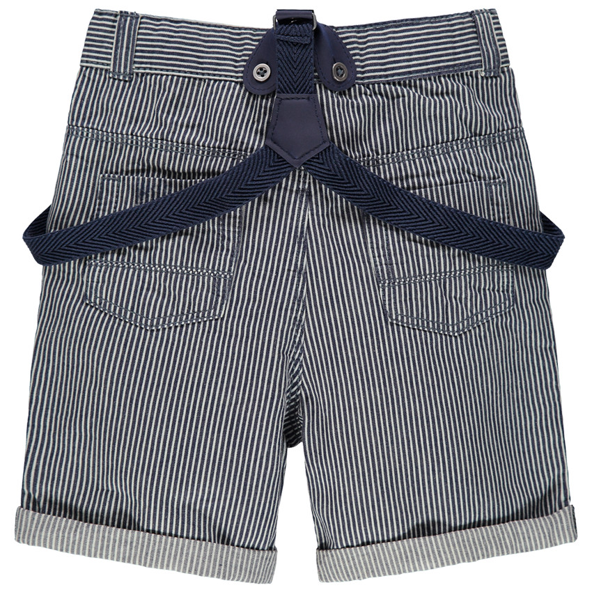 Bermuda à rayures verticales all-over et bretelles ajustables 
