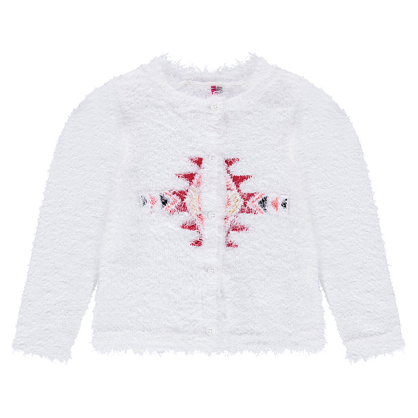 Gilet en tricot effet poil avec motif ethnique 