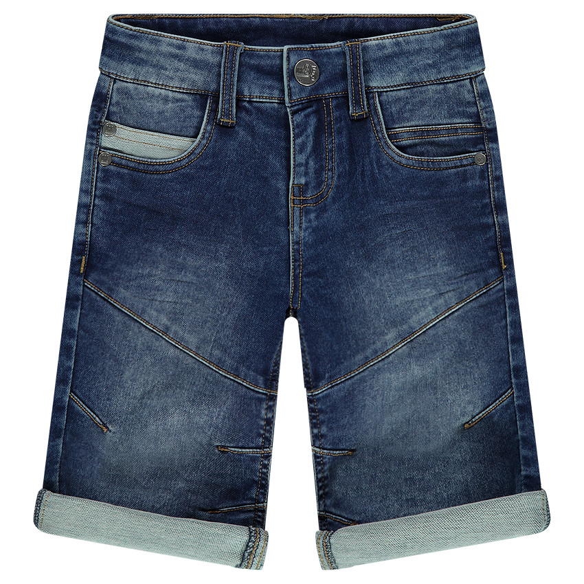 Bermuda en molleton effet denim used avec découpes 