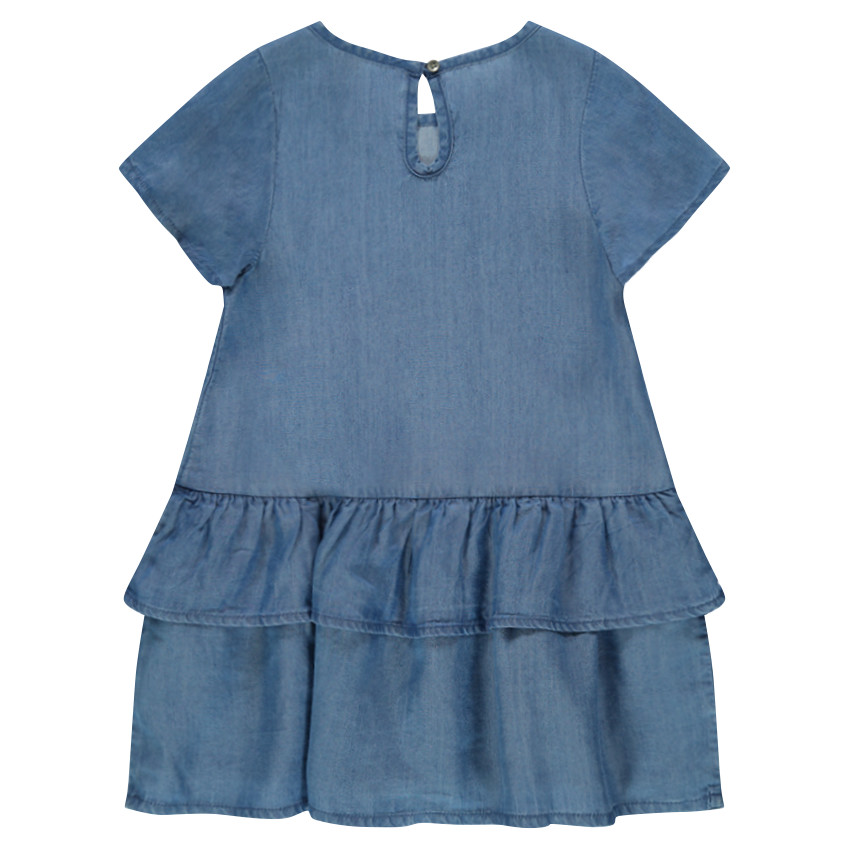 Robe volantée en Tencel avec fleurs brodées 