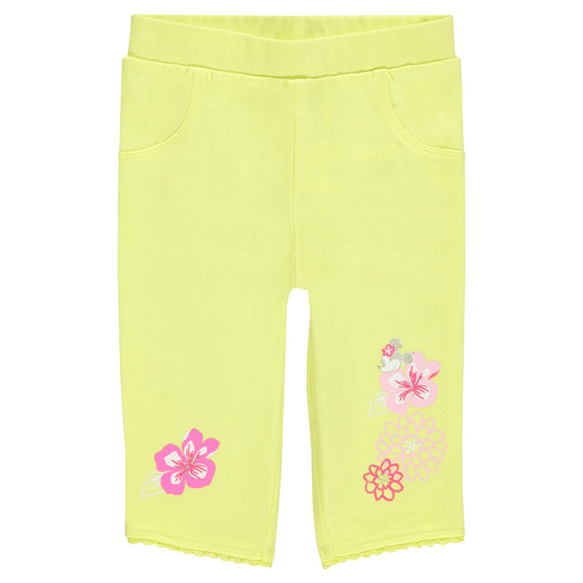 Legging jaune avec print fleurs et Minnie Disney 
