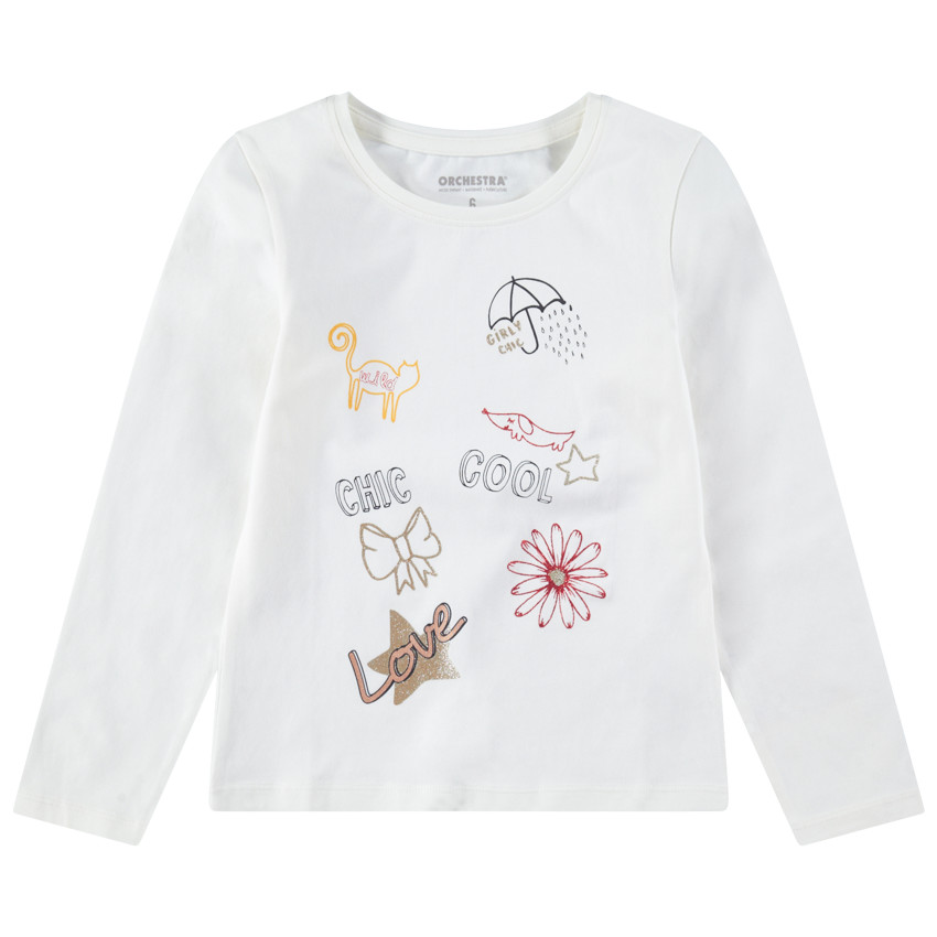 Tee-shirt manches courtes avec motif fantaisie printé 