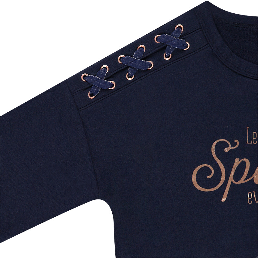 Junior - Robe manches longues en maille avec laçage fantaisie 