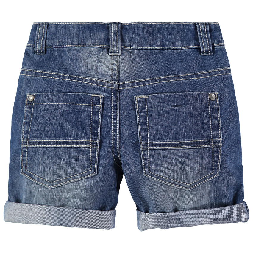 Bermuda en jeans effet used et crinkle 