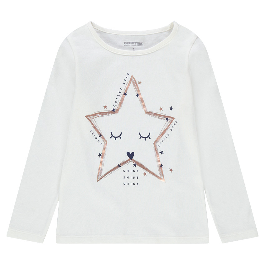 Tee-shirt manches longues en jersey avec motif fantaisie printé 