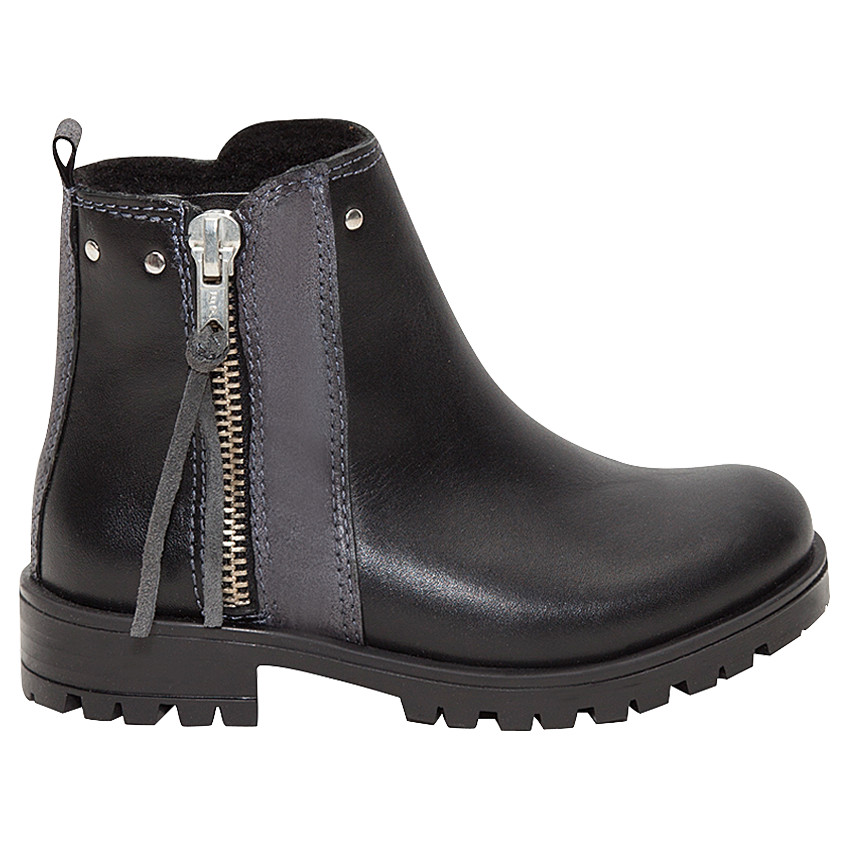 Bottillons en cuir avec zip et rivets 