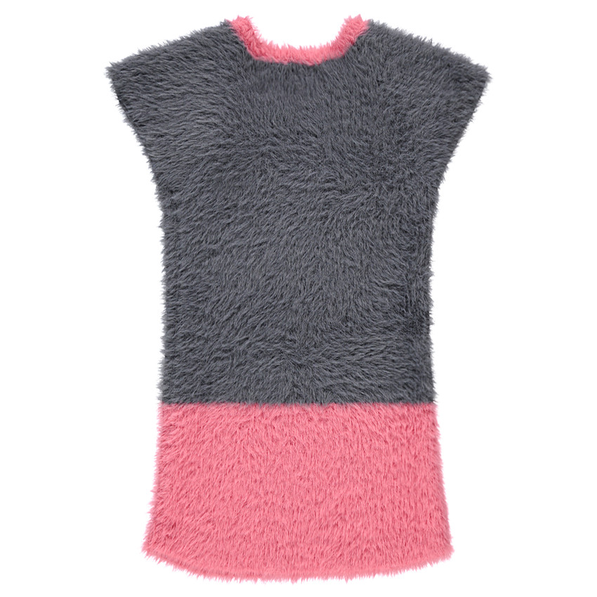 Robe manches courtes bicolore en tricot poil 