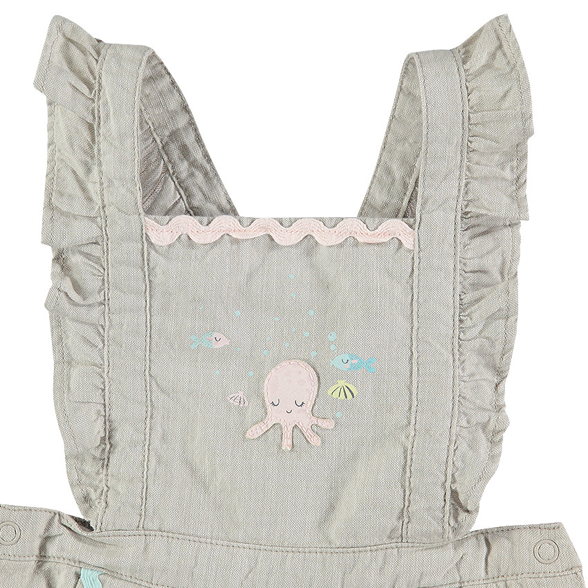 Salopette en coton et lin avec biais fantaisie 