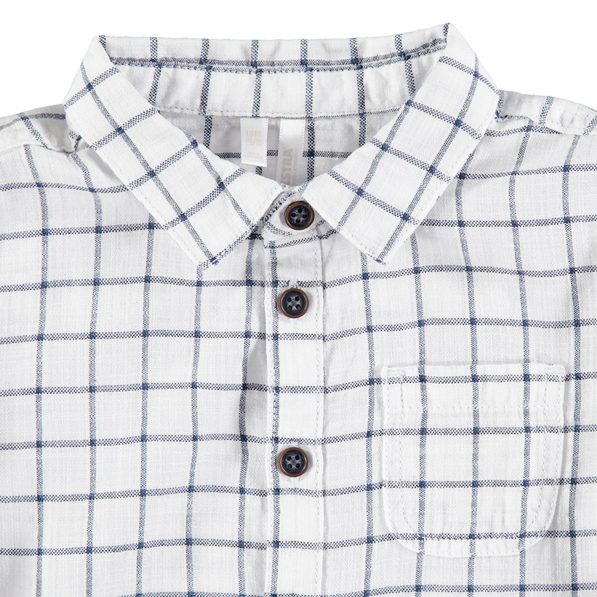 Chemise à petits carreaux all-over avec manches rétractables 