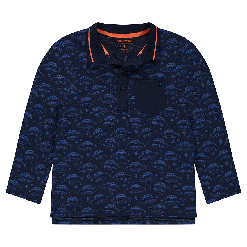 Polo manches longues avec soucoupes volantes all-over 