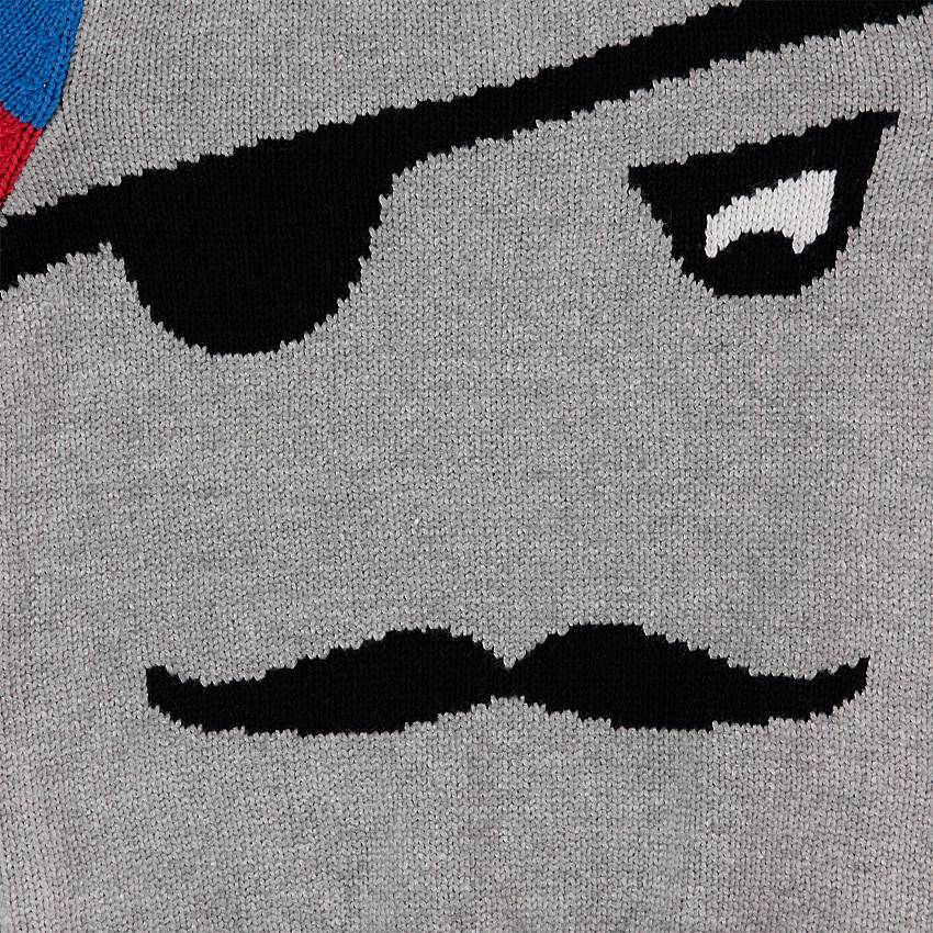 Pull en tricot avec motif pirate en jacquard et bandes contrastées 