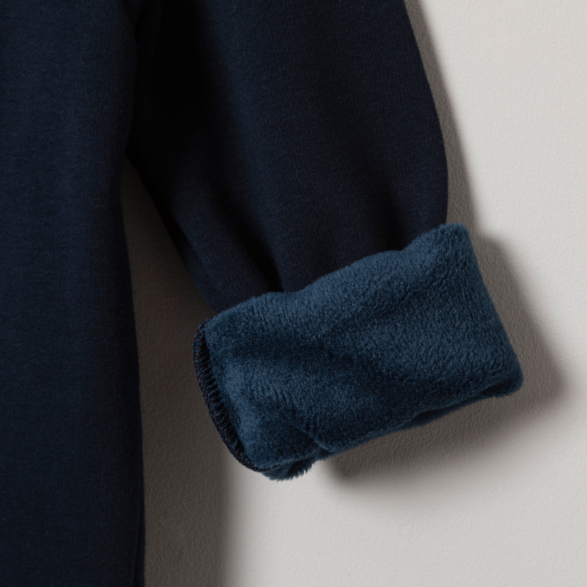 Sweat en molleton contrecollé sherpa à inscription brodée 