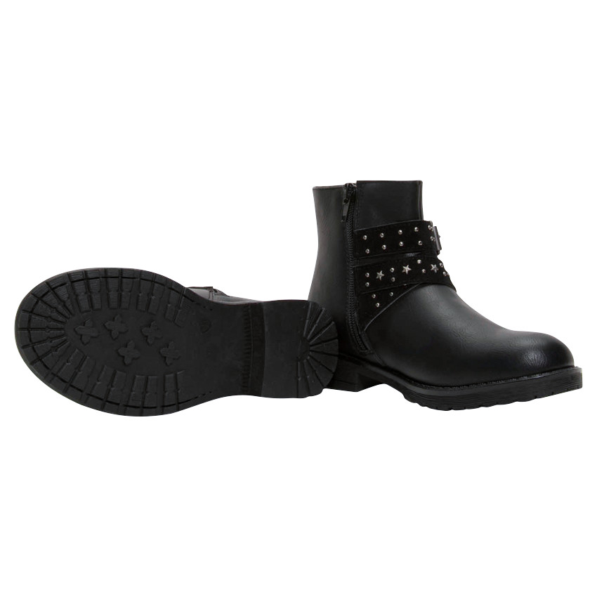 Bottillons effet cuir avec boucles et clous fantaisie 