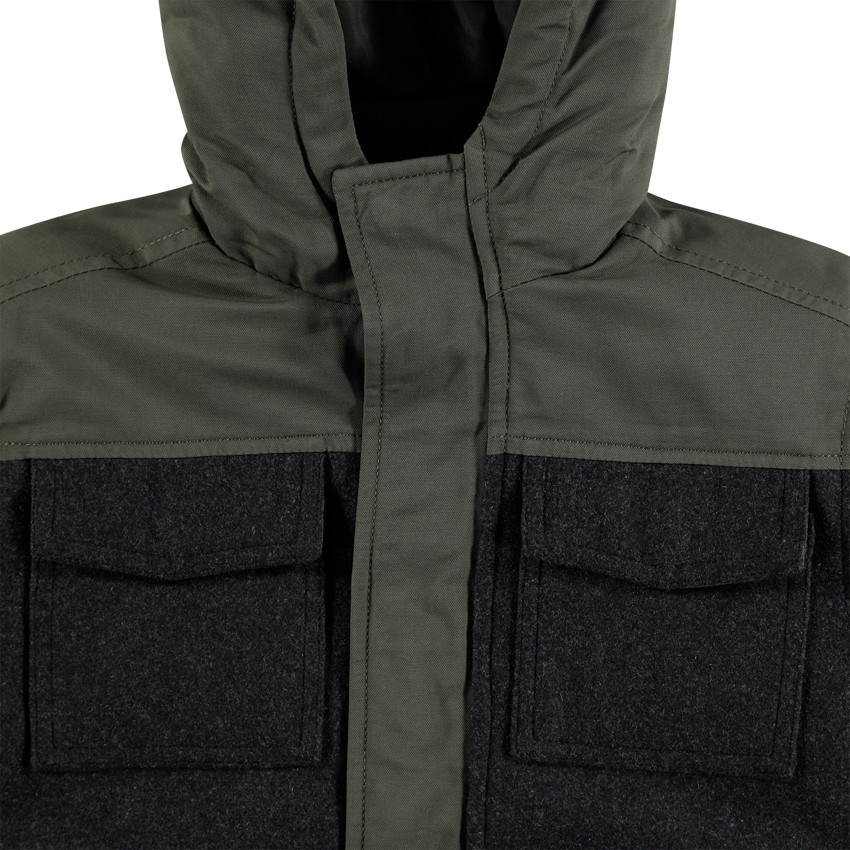 Parka bi-matière à larges poches plaquées  