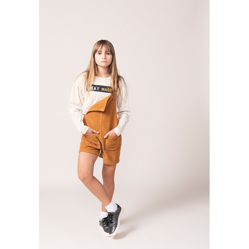 Junior - Salopette en velours côtelé à poches plaquées 