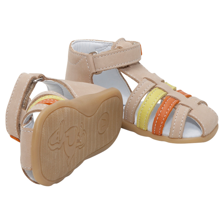 Nu-pieds en cuir avec brides contrastées 