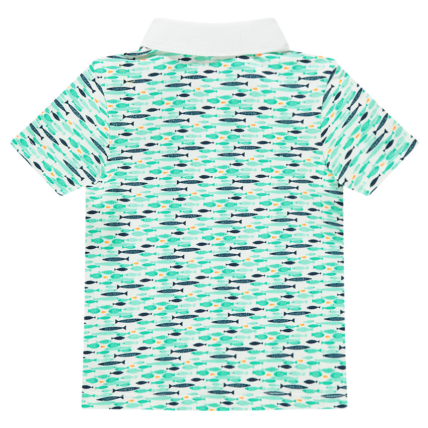 Polo manches courtes imprimé poissons all-over 