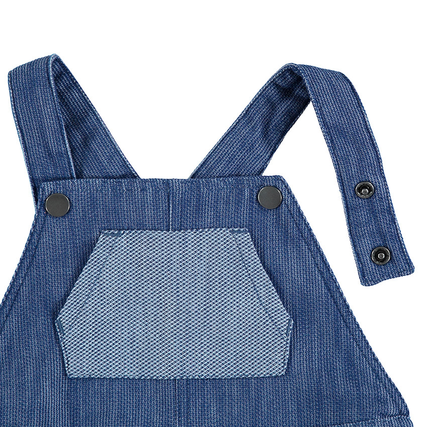 Salopette courte en coton fantaisie avec poche en envers 